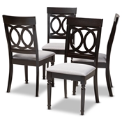 Baxton Studio Lucie Modern and Contemporary Grey Fabric Upholstered Espresso Brown Finished Wood Dining Chair (Set of 4)